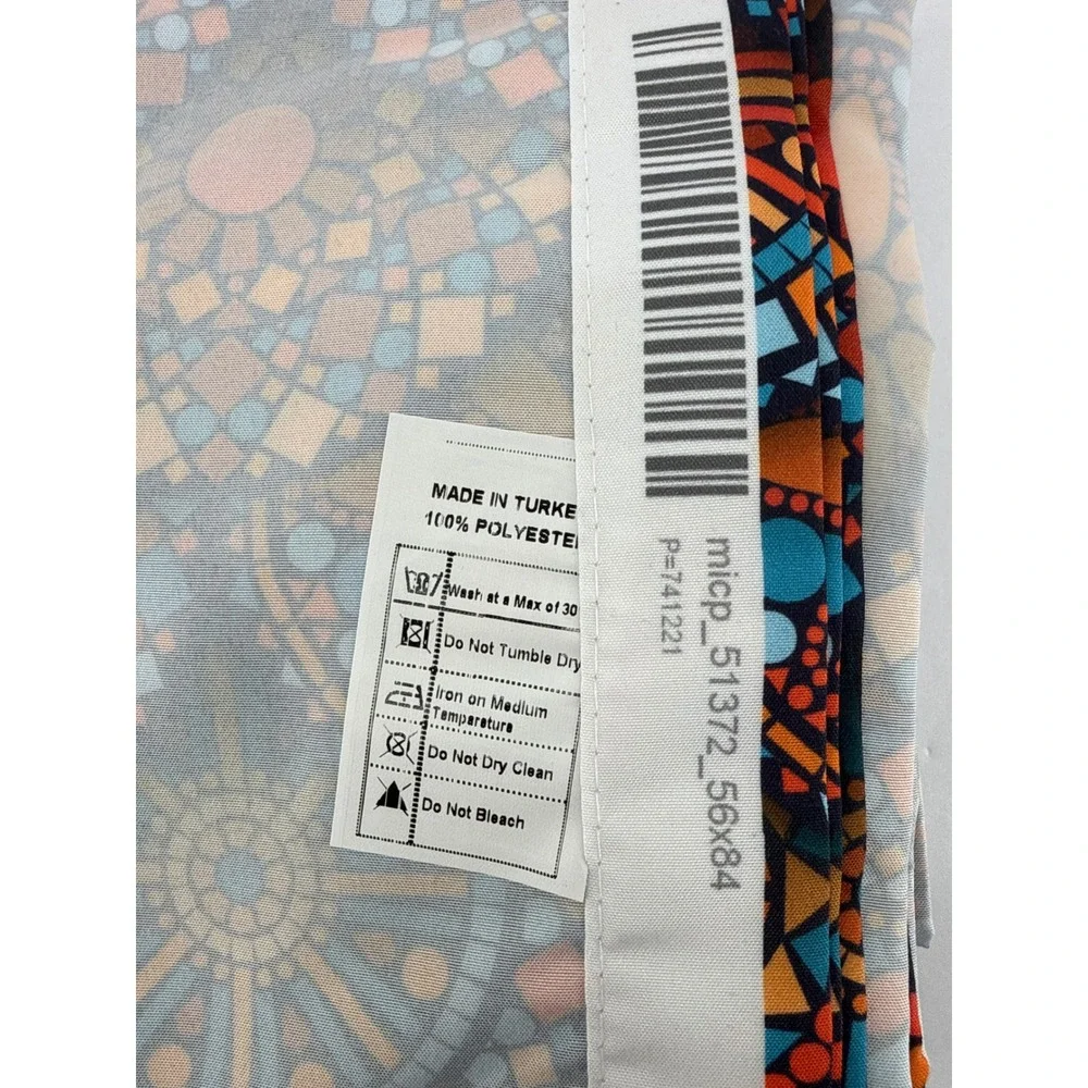 Ambesonne Mosaic Mandala Window Curtains 2 Panel Set Orange Turquoise 56x84 NEW